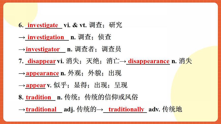 人教版（2019）高一英語(yǔ)必修第二冊(cè) Unit 1《Cultural Heritage 第4課時(shí) Words and expressions》單元知識(shí)復(fù)習(xí)課件第7頁(yè)
