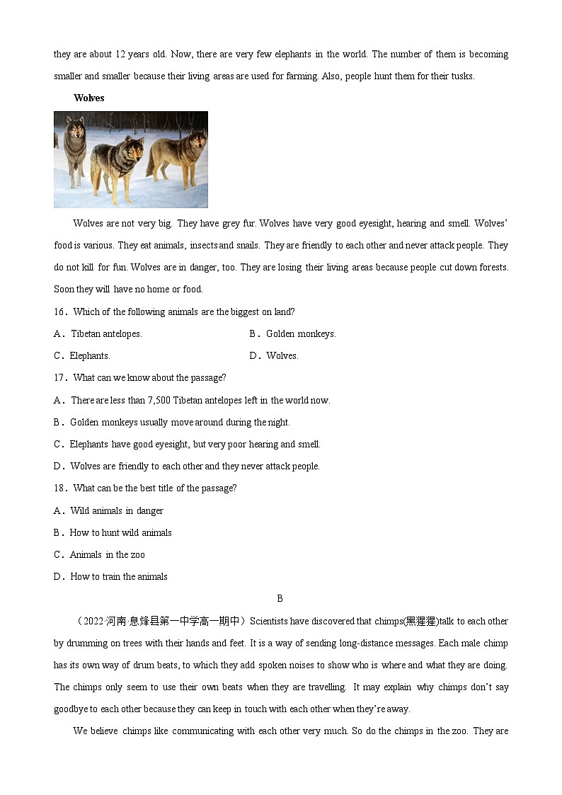 人教版(2019)高一英语必修第二册 Unit 2《Wildlife Protection 第2课时 Reading and Thinking》课件+分层作业03