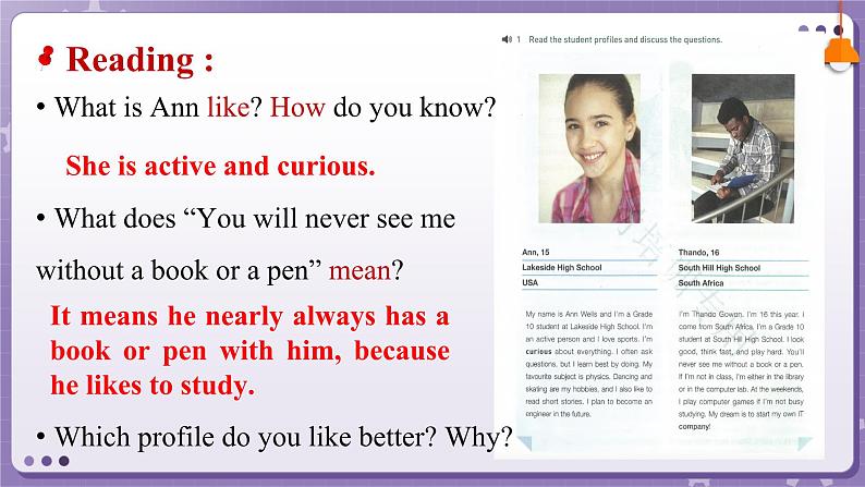 【人教版】英语必修一 Welcome Unit Reading for Writing课件07