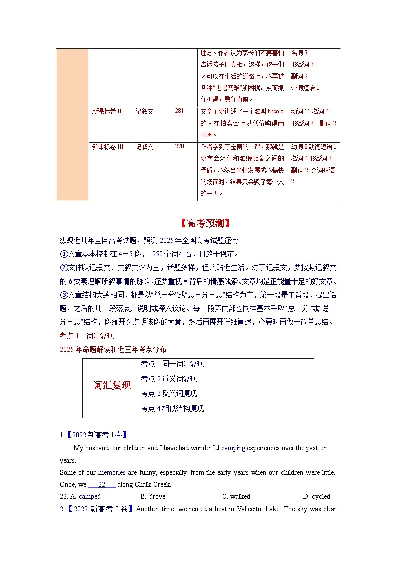 完形填空  解密01 词汇复现(讲义)-【高频考点解密】2025年高考英语二轮复习讲义+分层训练(新高考专用)(学生版)第3页