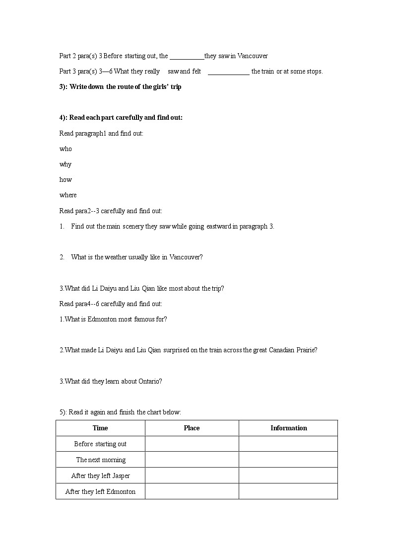 Unit 4 Journey across a vast land Period 1 Reading and thinking 學(xué)案 -高中英語人教版選修二第2頁