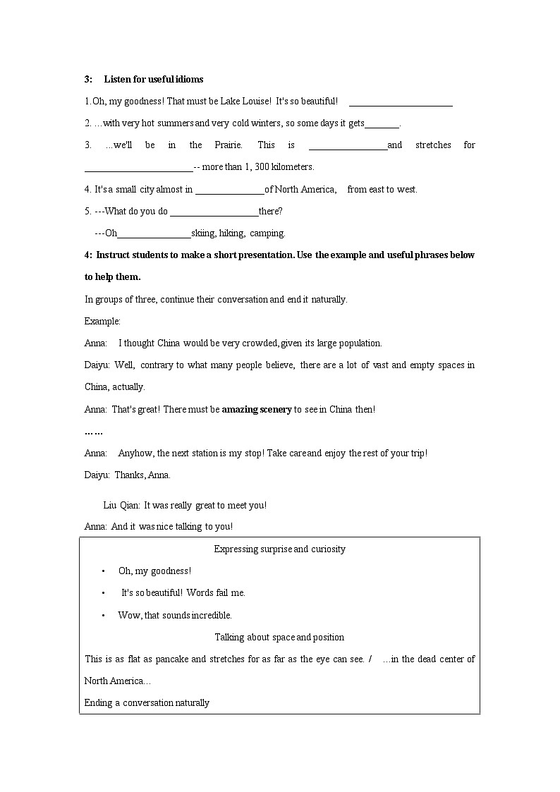 Unit 4 Journey across a vast land Period 4 Using langauge （1）Listening 學(xué)案 -高中英語人教版選修二第2頁