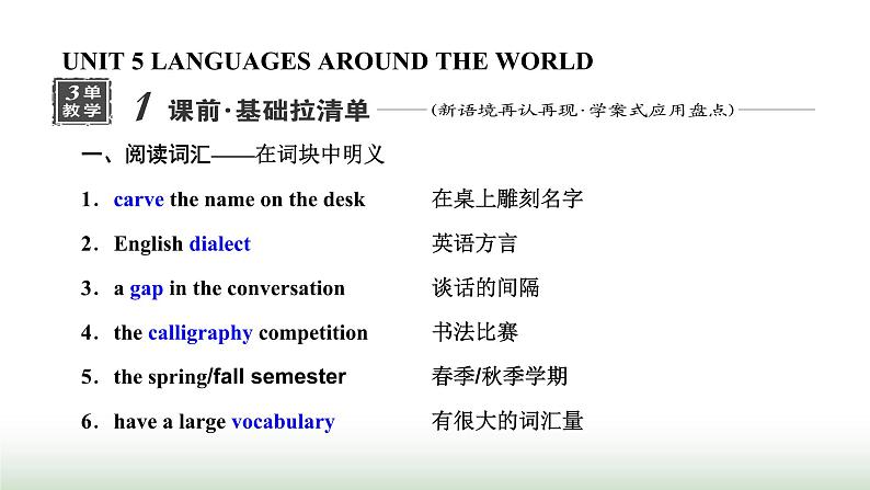 新课标高考英语一轮复习必修第一册UNIT5 LANGUAGES AROUND THE WORLD课件第1页
