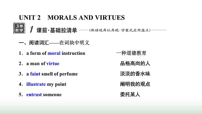 新课标高考英语一轮复习必修第三册UNIT2 MORALS AND VIRTUES课件第1页