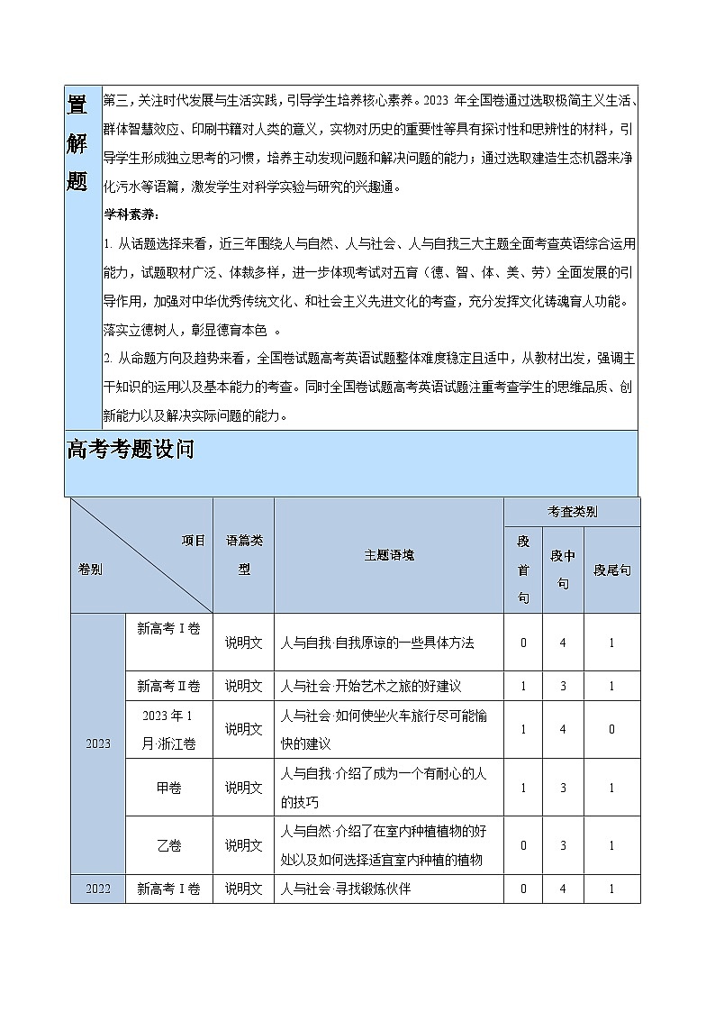 新高考英语二轮复习高频考点追踪与预测专题11 七选五之利用设空位置解题 (讲义)(解析版)第3页