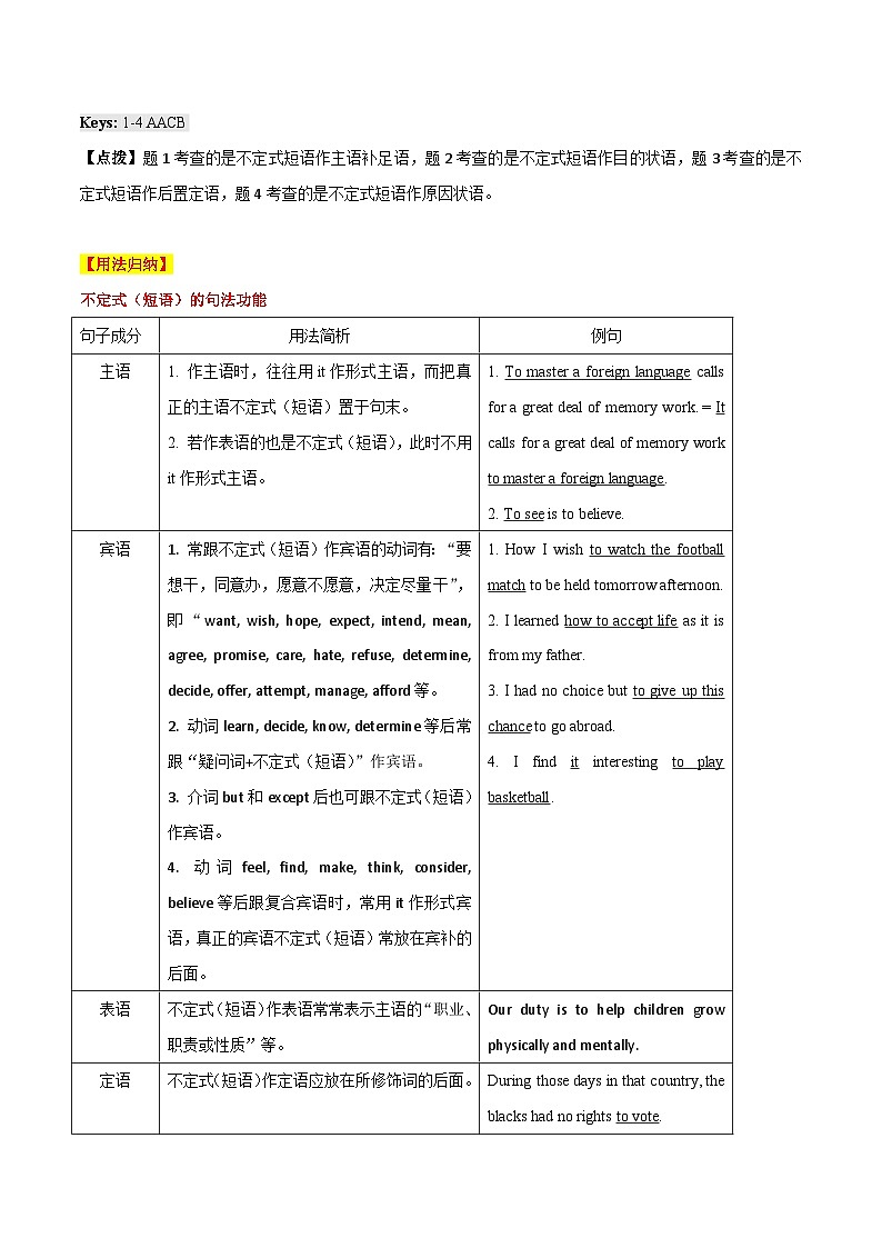 高考英语语法词汇专项突破:01表解不定式考点及其时态语态全突破+巩固训练第2页