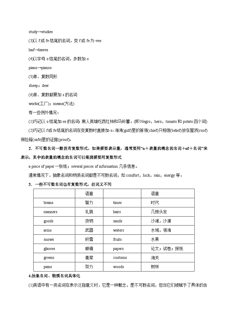 新高考英语一轮复习考点一遍过专题03-名词(解析版)第2页