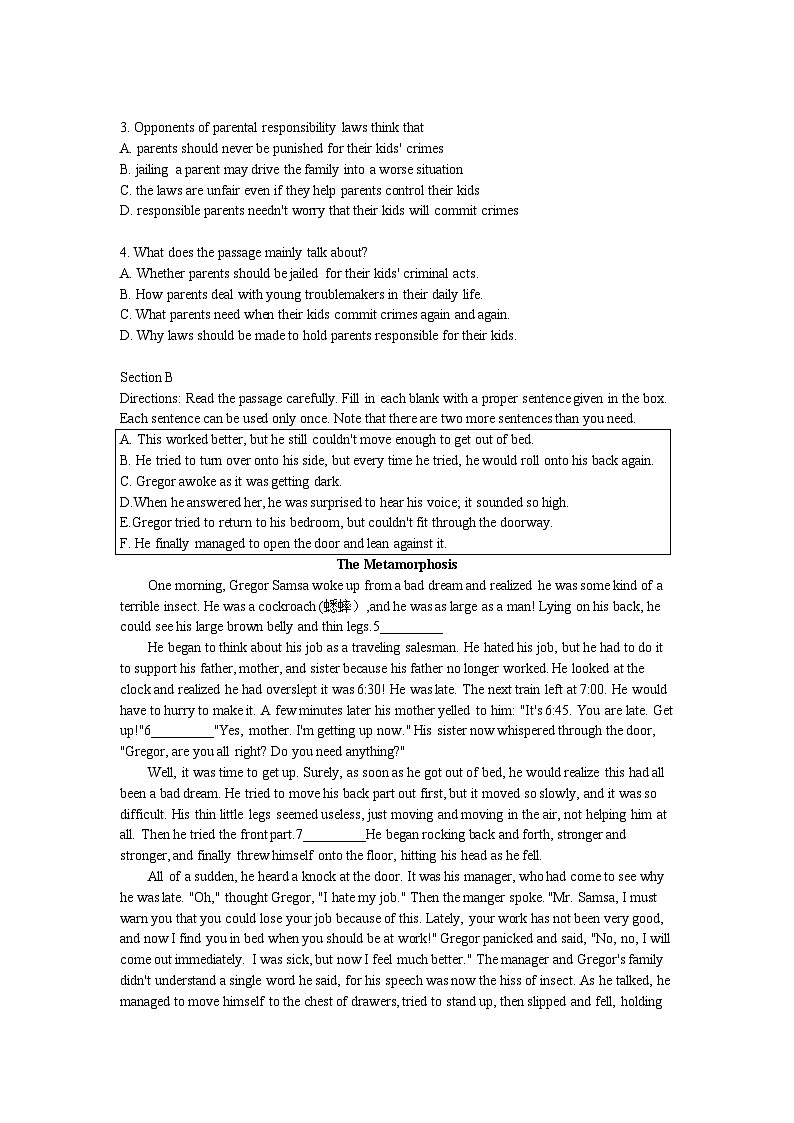 Unit 1 Decisions A:Reading and interaction 随堂练习第2页