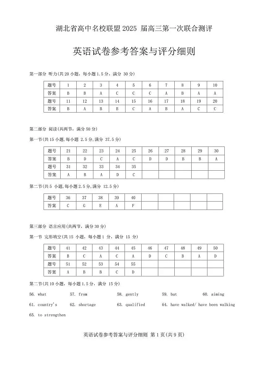 英语答案第1页