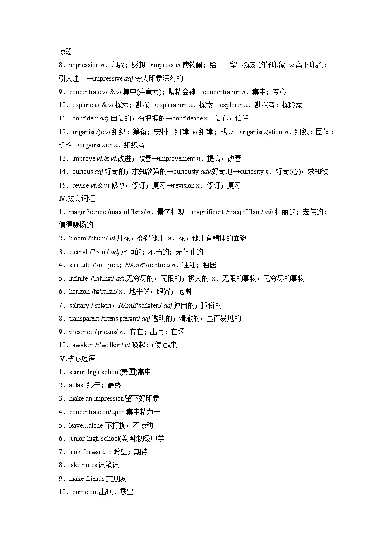 人教版高中英语必修一全册知识点总结(学生版)第2页