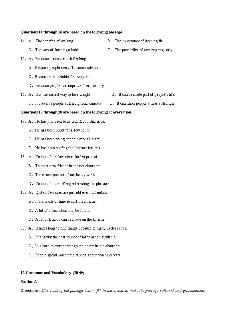 2024-2025学年高二英语上学期期中模拟考试(上海专用)试卷(Word版附解析)03