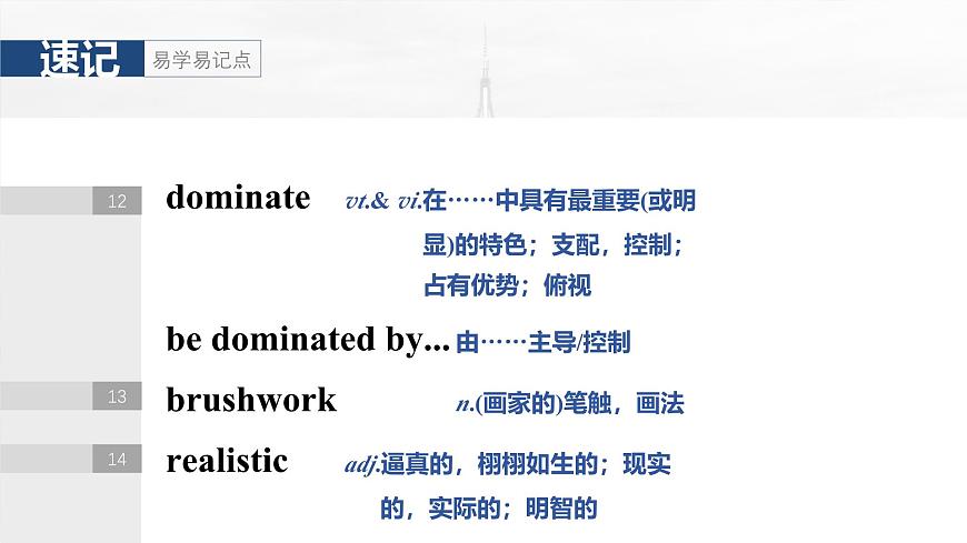 2025屆高中英語一輪復(fù)習(xí)課件（譯林版）：選擇性必修第一冊　Unit 3　The art of painting第7頁