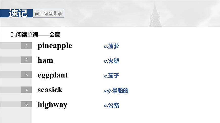 2025屆高中英語一輪復(fù)習(xí)：必修第一冊　Unit 2　Exploring English第4頁