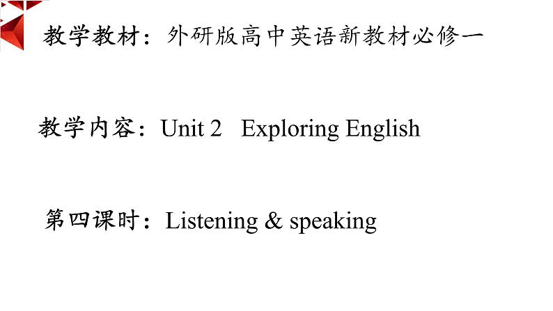 外研必修第一册Unit2 Listening and Speaking 名师课件第1页