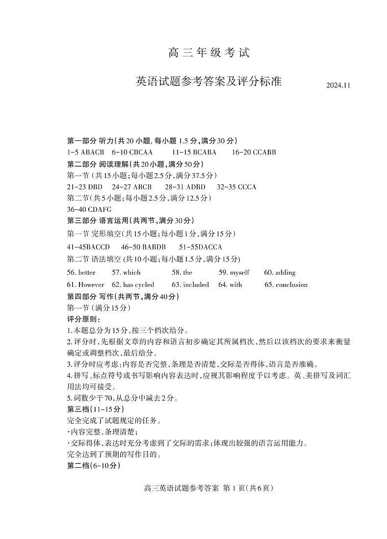 高三英语答案2024.11_Print第1页