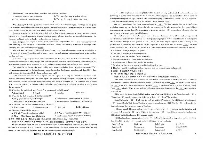 英语丨九师联盟2025届高三上学期11月教学质量监测联考英语试卷及答案第3页