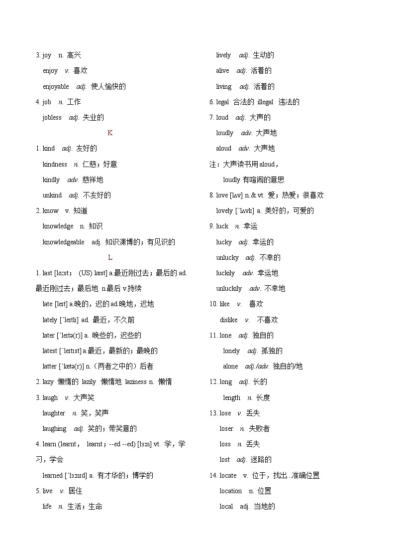 專題02 2025高考英語(yǔ)語(yǔ)法填空詞形轉(zhuǎn)換常見詞I-R（背誦版）第2頁(yè)