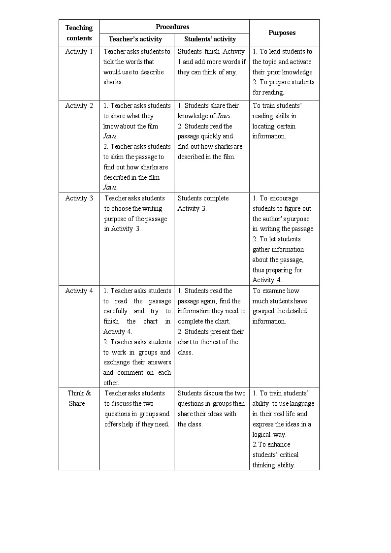 Unit 6 Earth First 教学设计(表格式,,6课时)第3页