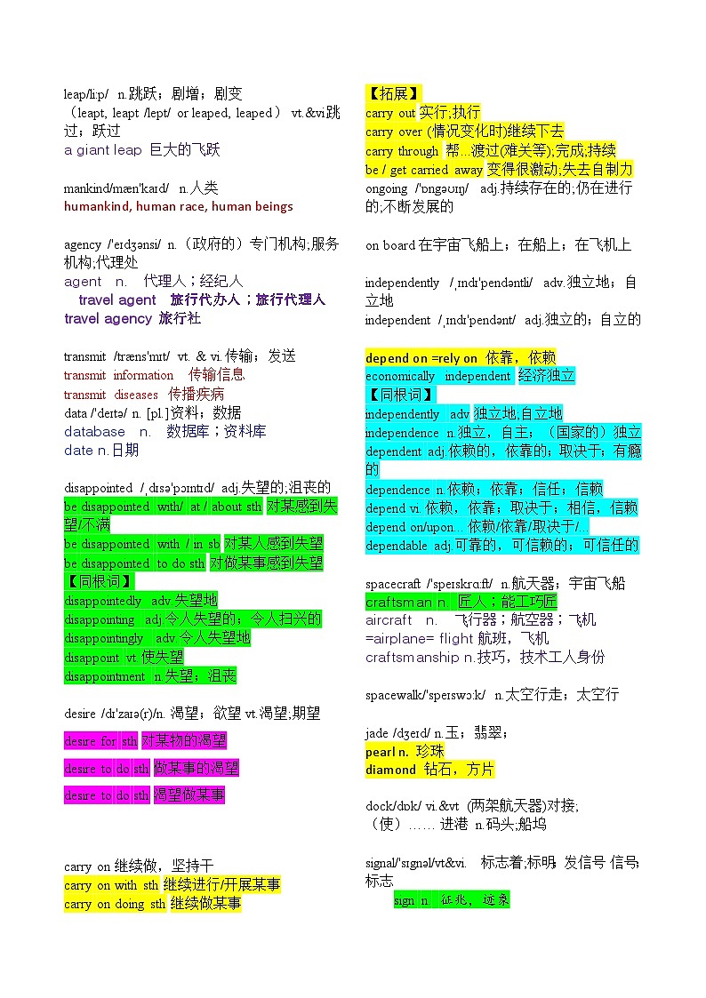 必修第三册Unit4-高考英语一轮复习重难词汇过关练(人教版2019)第2页