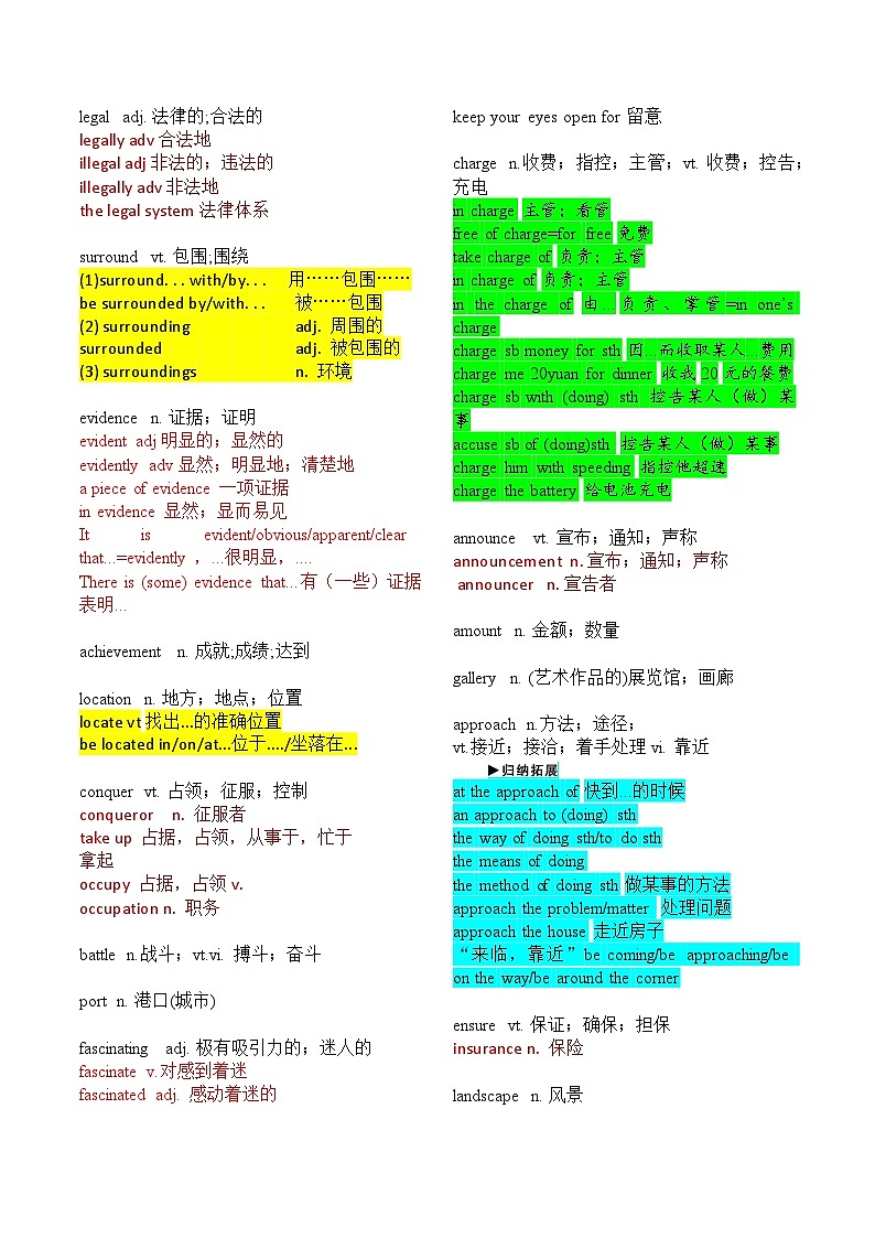 必修第二冊 Unit 4-高考英語一輪復(fù)習(xí)重難詞匯過關(guān)練(人教版2019)第2頁