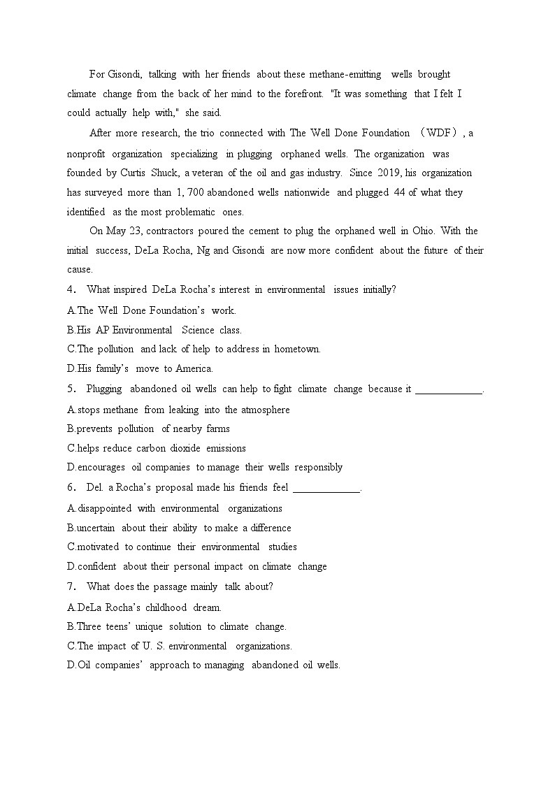 上杭县第一中学2025届高三上学期12月月考英语试卷(含答案)第3页