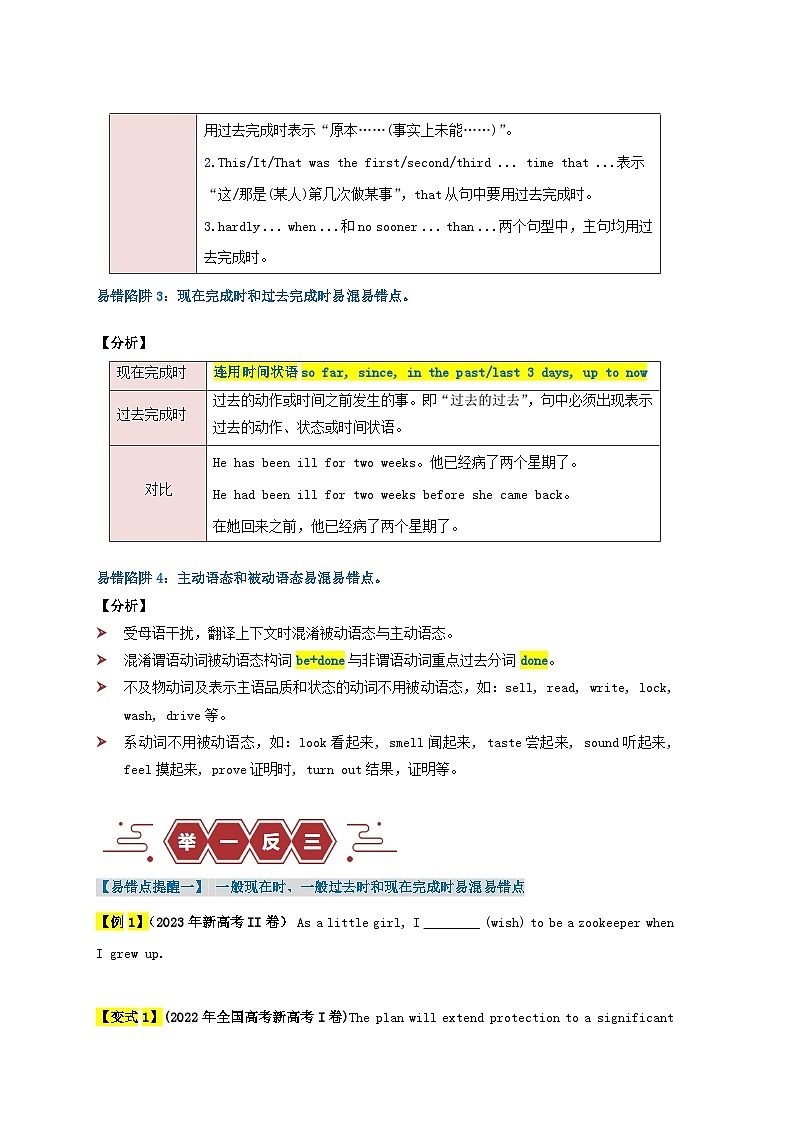 新高考专用备战2024年高考英语易错题精选易错点07动词的时态和语态4大陷阱学生版练习第2页