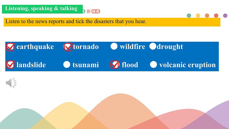 Unit 4 Natural disasters Listening and Speaking 课件 2024-2025学年高中英语人教版(2019)必修第一册第6页