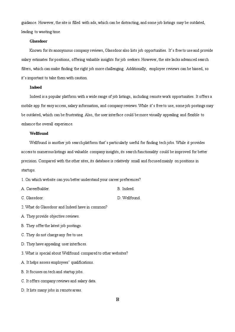 山东省夏津第一中学2024-2025学年高一下学期3月月考英语试题(原卷版+解析版)第3页