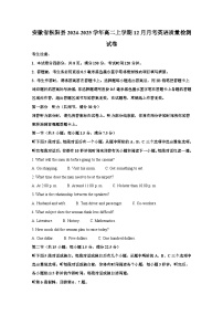 安徽省枞阳县2024-2025学年高二上册12月月考英语质量检测试卷（附答案）