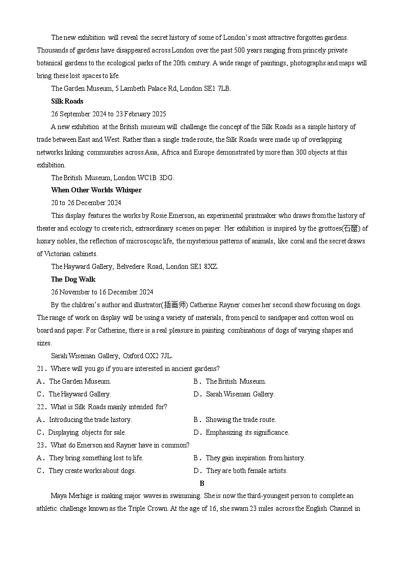 贵州省六盘水市2025届高三上学期第二次诊断性监测英语试卷及参考答案第3页