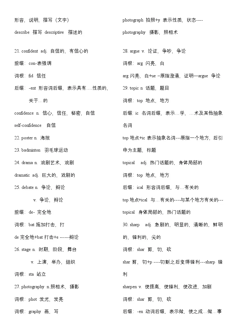 2025届高考英语一轮复习:外研版(2019)7册词汇(词汇词根词缀)背诵宝典(直接打印精校版) 学案第3页