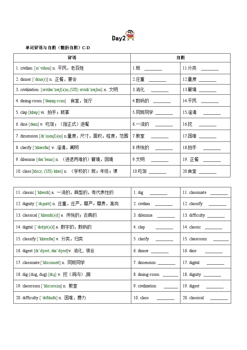 第5轮:3500词高频词汇记背手册10天默写(高考英语单词) -2025年高考英语冲刺抢押秘籍专题讲练(新高考通用)原卷版第2页