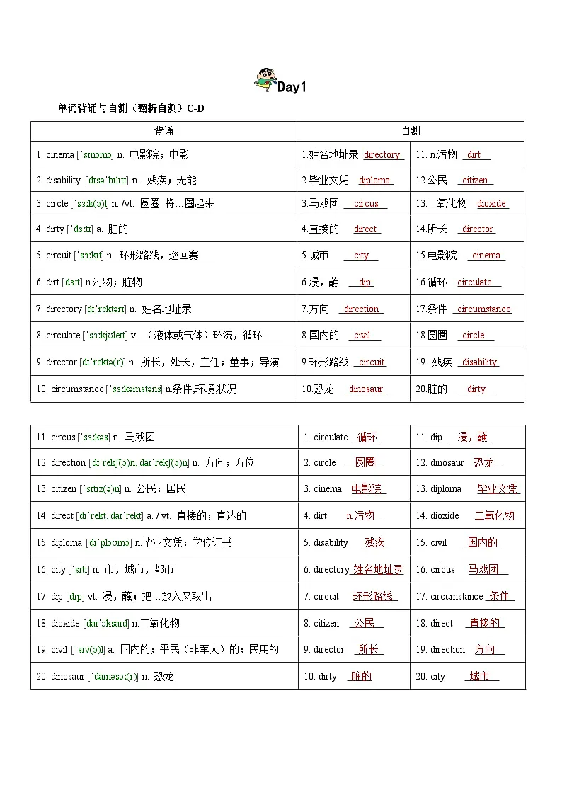第5轮:3500词高频词汇记背手册10天默写(高考英语单词) -2025年高考英语冲刺抢押秘籍专题讲练(新高考通用)解析版第1页