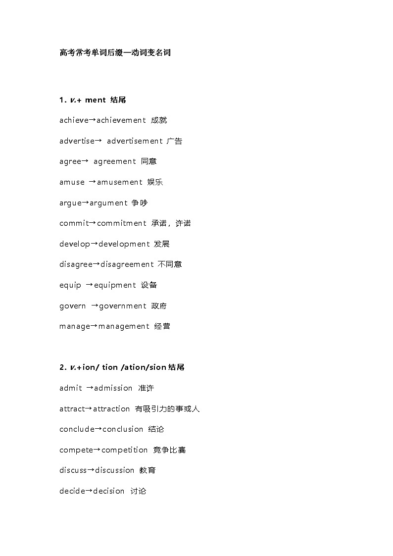 高中英语考试常考高频单词后缀总结第1页