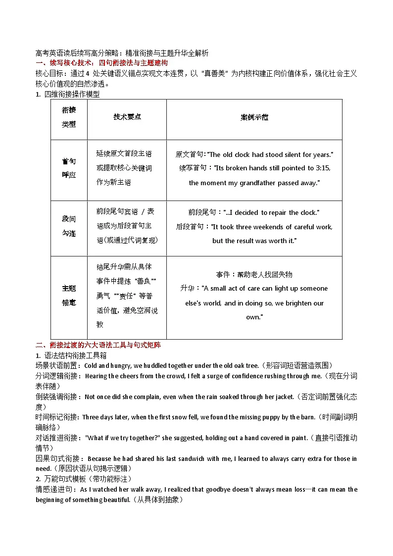 14. 【2025年高考最后10天冲刺】英语必知:读后续写提升表达高级技巧,如何写,续写衔接与点题 (适用于全国备考)第1页