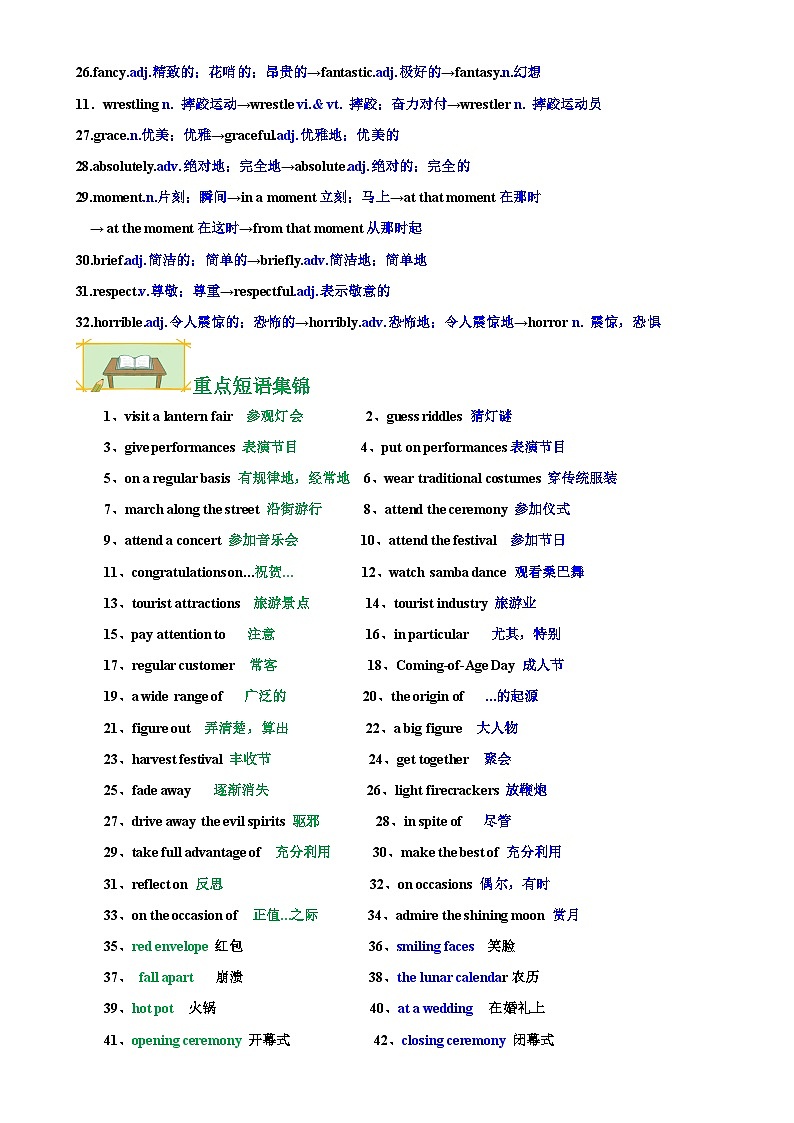 专题02 必修第三册Unit1~Unit2 重点单词变形,词组,短语,句型【考点清单】-2024-2025学年高一英语下学期期末考点大串讲(人教版2019)-原卷版-A4第2页