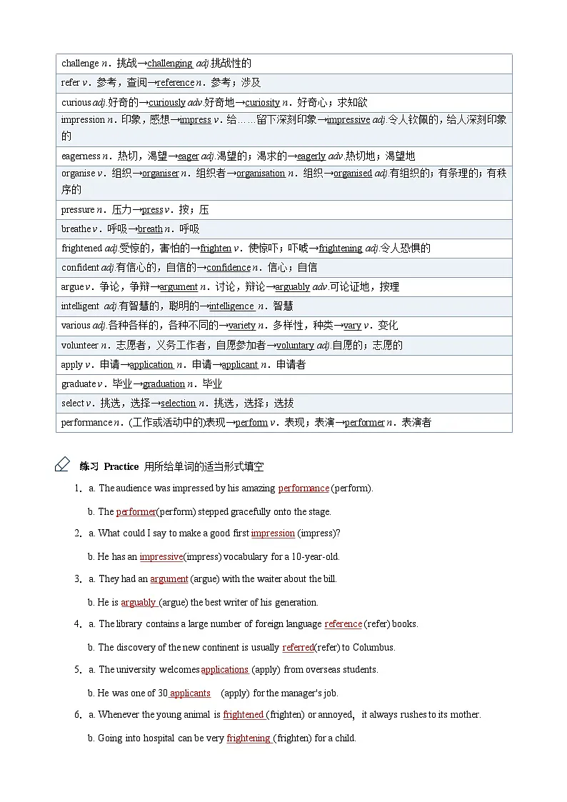 外研版 2019 高中英语选修一 Unit1 A new start 知识梳理(教师版)第2页