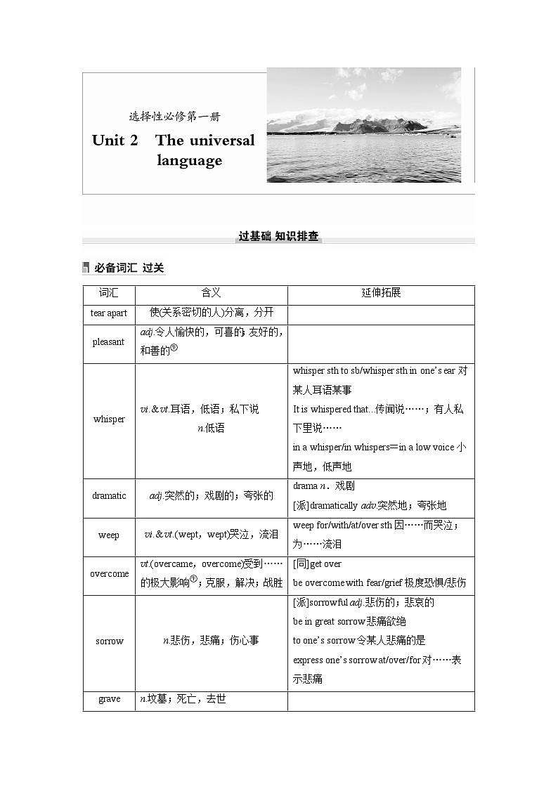 選擇性必修第一冊　Unit 2　The universal language（講義）第1頁