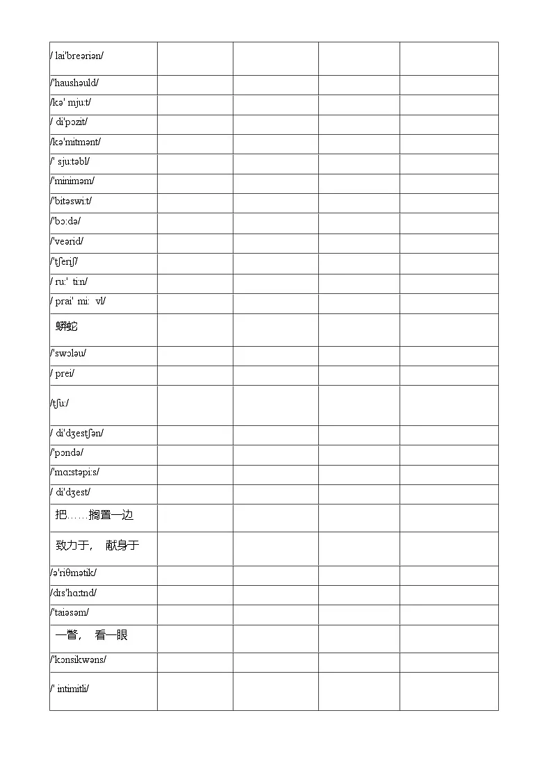 高中英语外研版2019选择性必修二单词默写练习表第2页