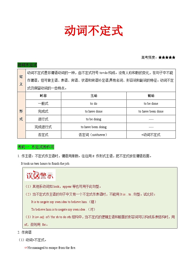 2026高考英语学案复习之动词不定式009第1页