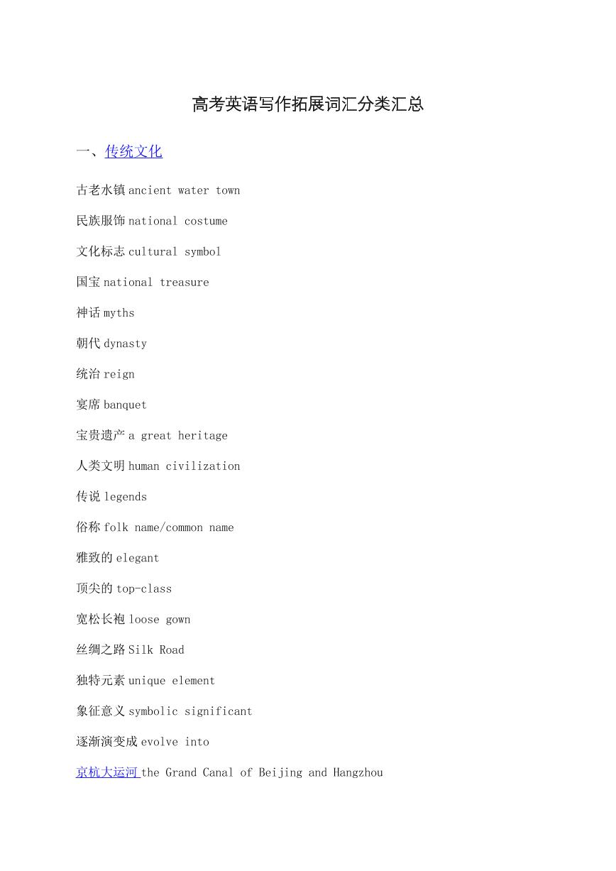 高考英语写作拓展词汇分类知识点汇总