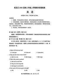 湖北省武汉市武昌区2025届高三上学期期末质量检测-英语试卷(含答案)