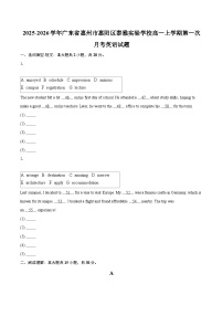 2025-2026学年广东省惠州市惠阳区泰雅实验学校高一上学期第一次月考英语试题-自定义类型