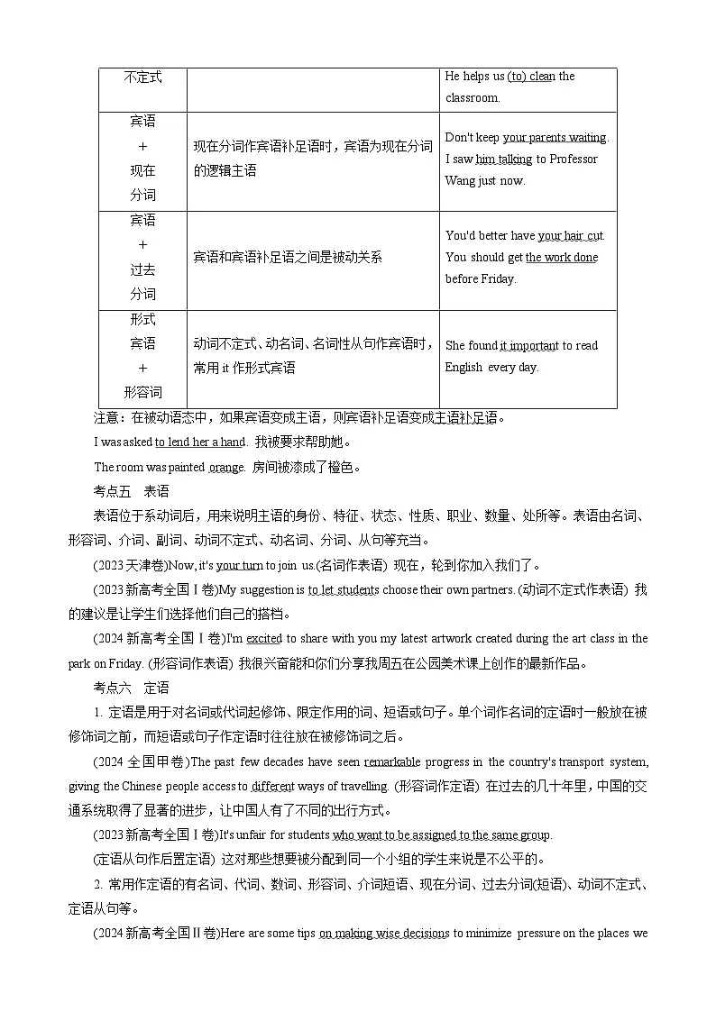 高考英语一轮复习讲义练习专题2 厘清句子成分和基本句型第3页