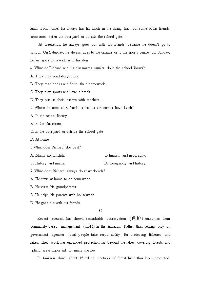 山西省永和县第一高级中学2025-2026学年高一上学期期中英语试题(无答案)第3页