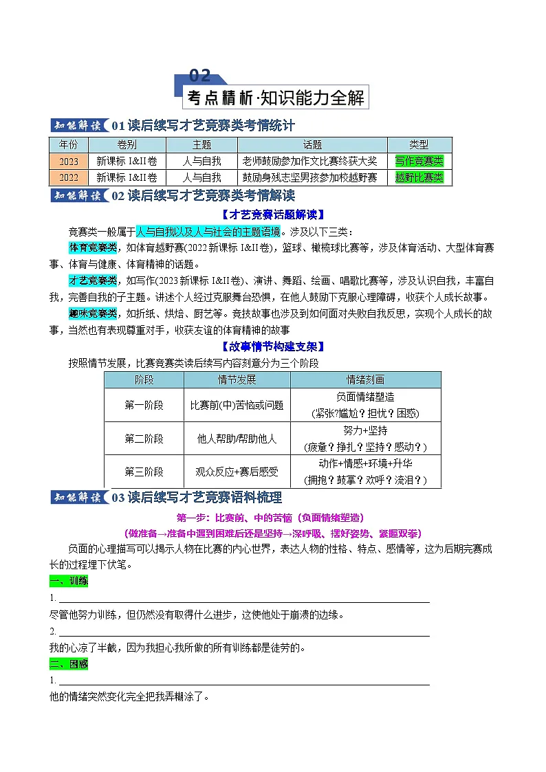 专题07 读后续写之才艺竞赛类(知识清单)(原卷版)2026年高考英语一轮复习知识清单(全国通用)第3页