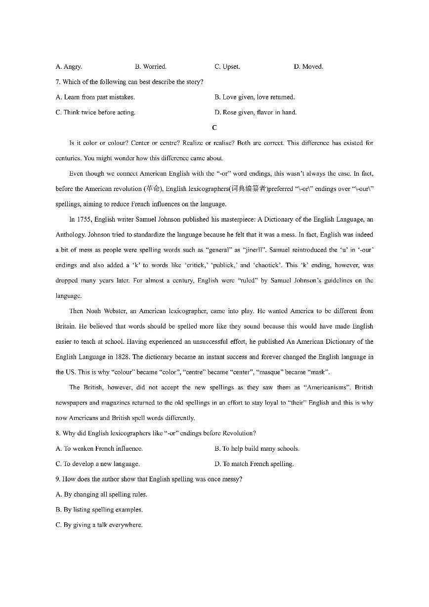 四川省宜宾市翠屏区2025-2026学年高一上学期期中考试英语试题(学生版)第3页