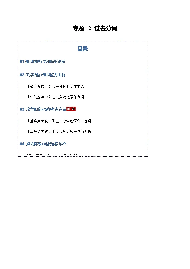 高考英语二轮专题-过去分词(知识清单)(学生版)第1页