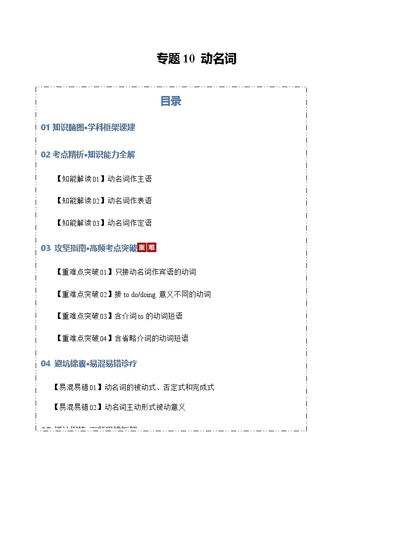 高考英语二轮专题-动名词(知识清单)(学生版)第1页