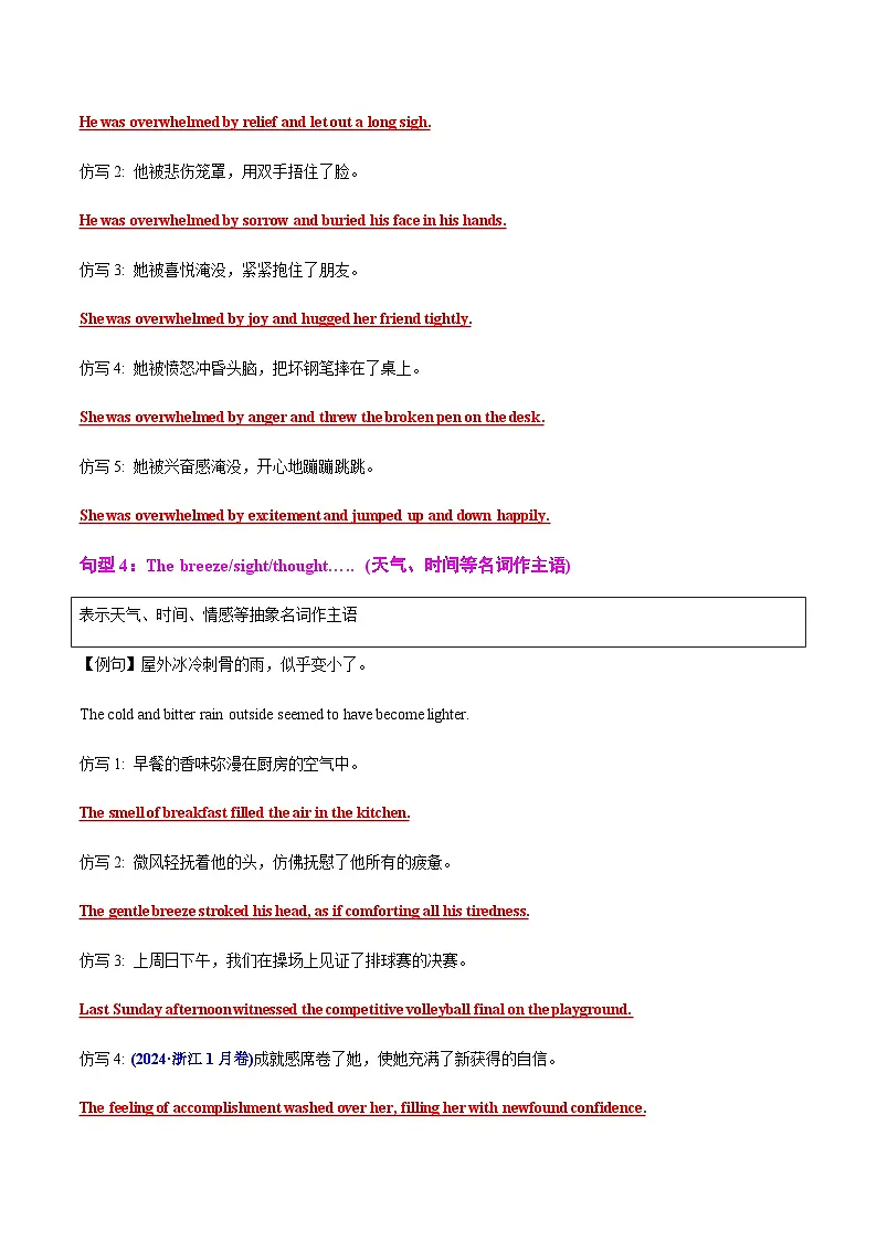 高考英语二轮专题-读后续写提分赋能12个句型60例仿写(知识清单)(教师版)第3页